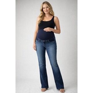 J Brand Mama J Maternity Jeans Womens 31x34 Blue Bootcut Stretch Panels Comfort